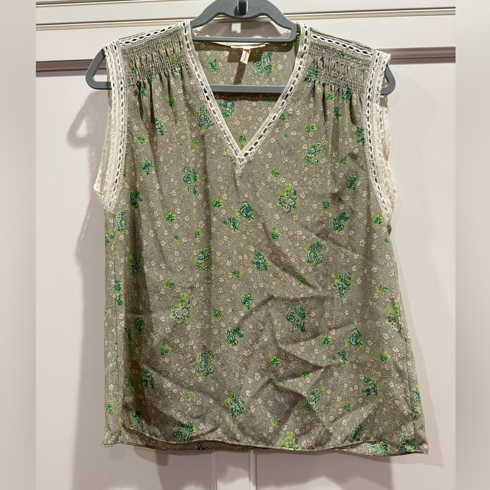 Rebecca Taylor Floral Silk and Lace Blouse
